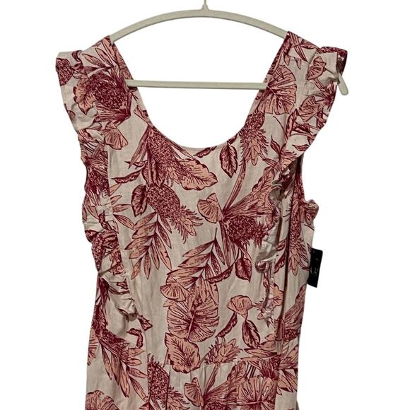 ELLA RAFAELLA WOMENS PLUS SIZE 1X LINEN BLEND MIDI DRESS PEACH BLUSH - Picture 7 of 12